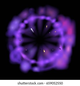 Vector galaxy explosion banner. Unicorn color Space energy cover. Background, Environment flash, Explode shock wave, Rays, splinters separated on different groups. Good for assets creation, animation