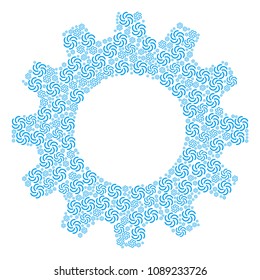 Vector galaxy icons are combined into cogwheel mosaic. Engineering design concept constructed with galaxy icons.