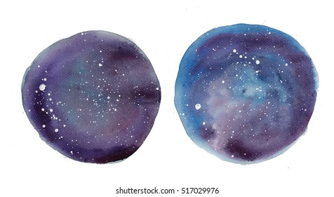 Vector galaxy watercolor circles