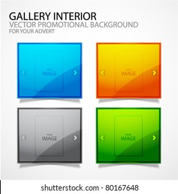 Plano de fundo promocional da Web do quadro da galeria de vetores