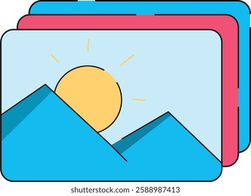 A vector gallery icon with photo frame.
