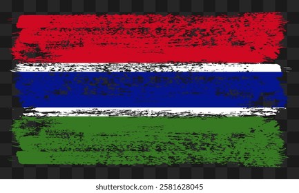 Vector Gambia flag in grunge style on transparent background