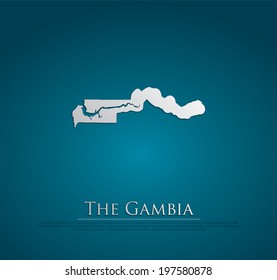 vector The Gambia Map card paper on blue background, high detailed