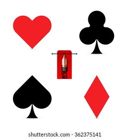 Vector gamble signs - cards suits set for poker or casino