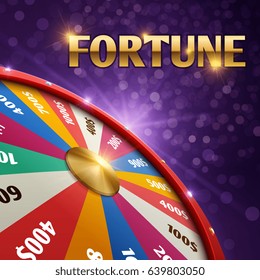 Vector gambling background with 3d fortune chance wheel