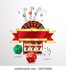 vector gambling casino elements with blank banner