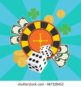 Vector gambling casino elements, jackpot playing