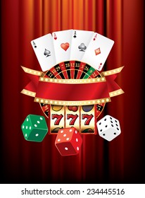 vector gambling casino elements on red velvet