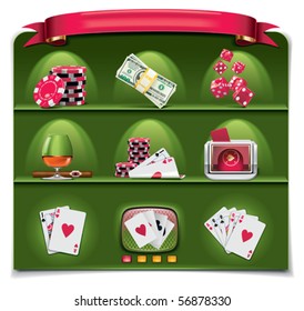 Vector gambling icon set. Part 1 (green background)