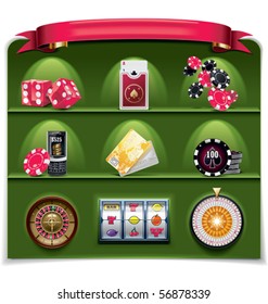 Vector gambling icon set. Part 2 (green background)