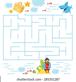 Vektorspiel für Kinder mit einem Labyrinth.Pirate.