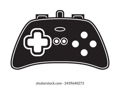 Vector game controller gamepad icon. Black shape joystick element flat style on white background. Gamer device
