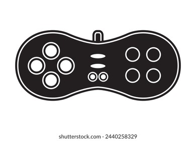 Vector game controller gamepad icon. Black shape joystick element flat style on white background. Gamer device