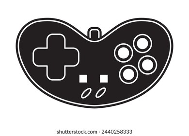 Vector game controller gamepad icon. Black shape joystick element flat style on white background. Gamer device