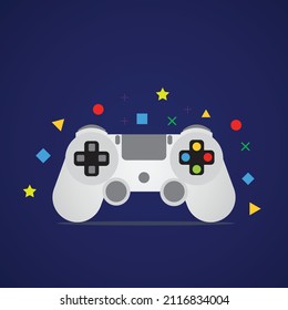 A vector of game controller with symbols. E sports and gaming concept
