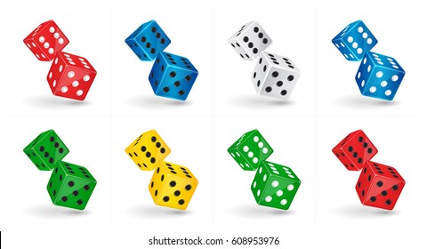 Vector game illustration. Six sided casino Dice isolated on white background. Gambling template