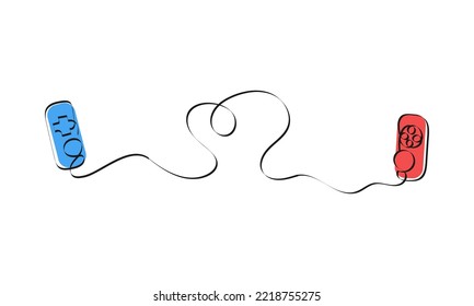 Vector game joy-con controllers in one line style. Wireless game controllers for switch console.