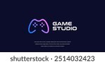 Vector game logo template. Joystick icon M letter game logo