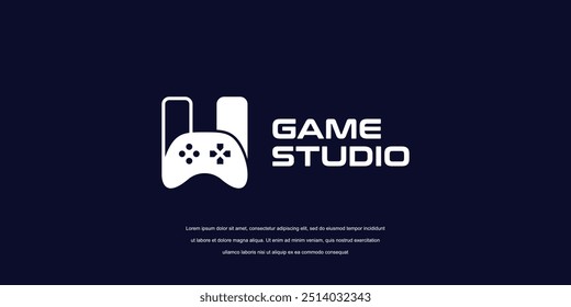 Modelo de logotipo de jogo vetorial. Ícone de joystick Letra H logotipo de jogo