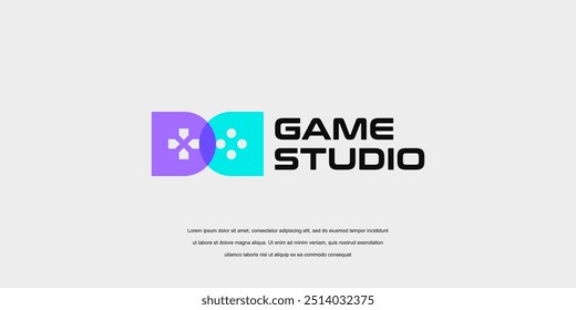 Modelo de logotipo de jogo vetorial. Ícone de joystick Letra D logotipo de jogo