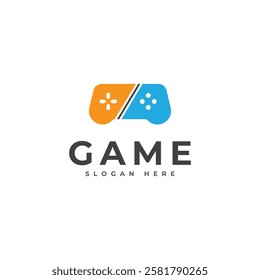 Vector game logo template. Game logo with joystick icon.