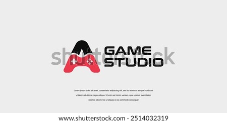 Vector game logo template. Joystick icon A letter game logo