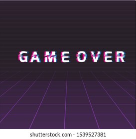 Vector game over .Retro background  - Retro style 