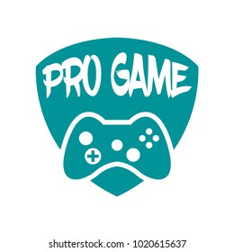 Vector game play joystick in vintage style. Design elements, icons, logo, emblems and badges isolated.