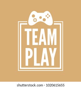 Vector game play joystick in vintage style. Design elements, icons, logo, emblems and badges isolated.