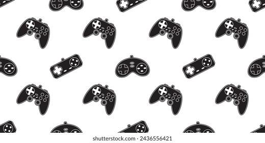 Vector game seamless pattern. Gamepad controllers on white background. Gaming joysticks icons in doodle style. Wallpaper, print, textile, fabric, wrapping, banner