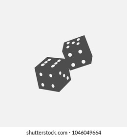 Vector game symbol of playing dice web vector line icon