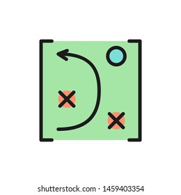 Vector game tactics scheme flat color icon.