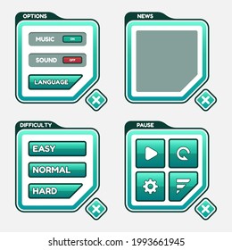 Vector game template gui kit. Interface Level selection multi stage elements for build web and mobile games and apps. Vector cartoon gui template