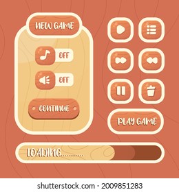 Vector game template gui kit. Interface log in page elements for build web and mobile games and apps. Vector cartoon gui template