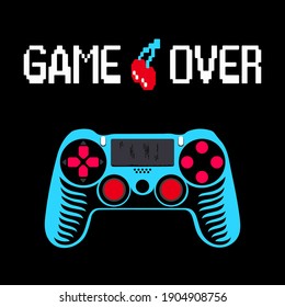 Gamepad vectorial con color ácido y juego de texto en píxeles sobre