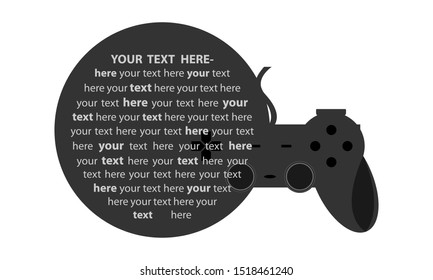 vector gamepad with circles for writing descriptions. icon for gamers or for game makers.