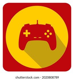 Vector gamepad icon circle. modern red. game icon. game label