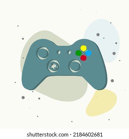 Vector gamepad icon. Game joystick for video games on multicolored background. Layers grouped for easy editing illustration. For your design.