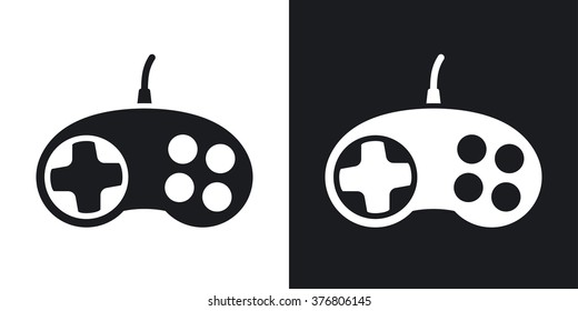 Vector gamepad icon. Two-tone version on black and white background