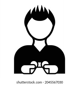 Vector Gamer Boy Glyph Icon Design
