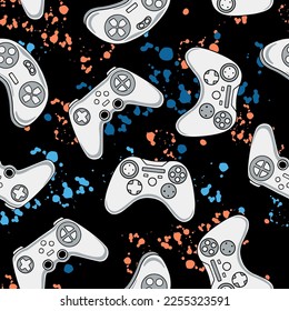 Vector Gamer seamless Pattern. Game controller vector seamless pattern. Video game seamless repeat pattern.