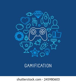 Vector Gamification Concepts - Line Icons And Badges 