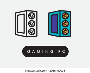 Vector Gaming Computer Tower Icon Illustration