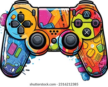 COLOR MULTI DEL CONTROLADOR DE JUEGOS DEL VECTOR CON FONDO CLARO 