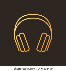 Vector Gaming Headphones concept colored outline icon or logo on dark background