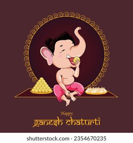 Vector 'Ganesh Chaturthi' Lord Ganesh eating sweets templates 