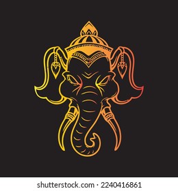 vector ganesh or Erawan elephant head, the concept of Ganesha belief