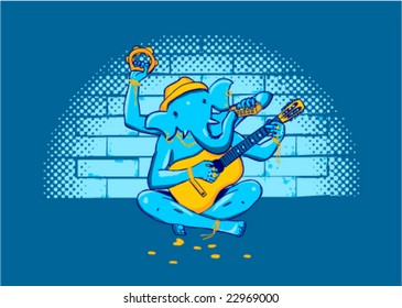 Vector Ganesh playing music