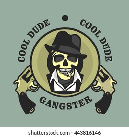 vector gangster emblem with two Colts retro style