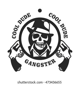 vector gangster emblem with two Colts black and white
